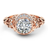 2ct Round Cut Diamond Engagement Ring 18k Rose Gold Finish Halo Antique Vintage