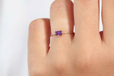 0.4ct Engagement Ring Baguette Cut Amethyst Minimalist 14k Yellow Gold Finish