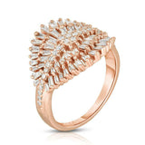 4ct Baguette Cut Diamond Engagement Ring 14k Rose Gold Finish Cluster Cocktail