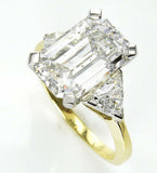 3ct Emerald Cut Diamond Trillion Accent Engagement Ring 14k Yellow Gold Finish