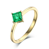 0.5Ct Princess Cut Green Emerald Kite Set Solitaire Ring 14K Yellow Gold Finish