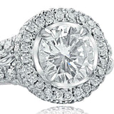 3.24ct Round Diamond Engagement Ring Dual Halo Split Shank 14k White Gold Finish