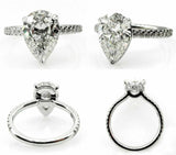 4.5ct Pear Diamond Hidden Halo Solitaire Ring 14K White Gold Over Round Accent