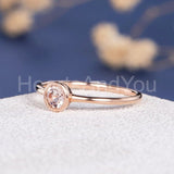 1ct Round Cut Simulated Morganite Bezel Set Engagement Ring 14k Rose Gold Plated