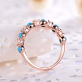 2ct Wedding Band Round Cut Diamond Turquoise Half Eternity 14k Rose Gold Finish