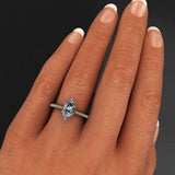 Accents with Solitaire Engagement Ring 1.2ct Marquise Diamond 14k WhiteGold Over