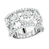 4Ct Round Cut Diamond Nature Inspired Wedding Ring Band 14K White Gold Finish