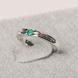0.3ct Engagement Ring Round Cut Green Emerald Solitaire 14k White Gold Finish