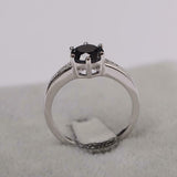 2.1ct Round Cut Black Diamond Solitaire with Accent Ring 14k White Gold Finish