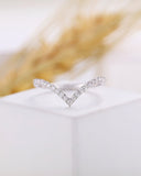 0.5ct Round Cut Moissanite Curved Stackable Wedding Band 14k White Gold Plated