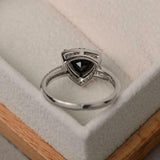 2ct Engagement Ring Trillion Cut Black Diamond Halo Design 14k White Gold Finish
