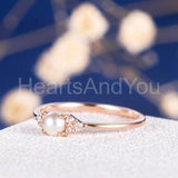 0.5ct Round Simulated Diamond Cluster Pearl Engagement Ring 14k Rose Gold Plated