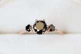 Trilogy Solitaire Engagement Ring 1.5ct Round Black Diamond 14k Rose Gold Finish