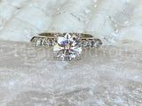 2.1ct Round Cut Moissanite Vintage-Inspired Bridal Set 14k White Gold Plated