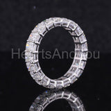 2.2ct Radiant Simulated Diamond Iced Eternity Wedding Band 14k White Gold Plated