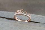 1ct Round Cut Diamond Engagement Ring 14k Rose Gold Finish Crown Tiara Milgrain