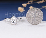 2.1ct Pear Simulated Diamond Solitaire with Accents Ring 14k White Gold Plated