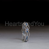 0.4ct Round Cut Simulated Blue Sapphire Celtic Wedding Band 14k WhiteGold Plated