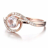 1.6ct Round Cut Peach Morganite Swirl Twist Solitaire Ring 14k Rose Gold Finish