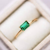 0.35ct Emerald Cut Simulated Solitaire Engagement Ring 14k Yellow Gold Plated