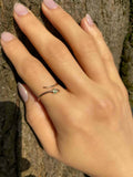 0.1ct Engagement Ring Round Cut Green Emerald Snake Bypass 14k YellowGold Finish