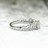 2Ct Round Cut Diamond Dual Row Shank Engagement Ring 14K White Gold Finish