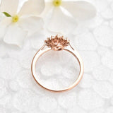 2ct Round Cut Simulated Morganite Cluster Engagement Ring 14K Rose Gold Plated