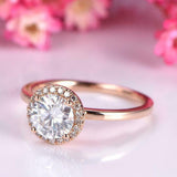 1.7ct Round Cut VVS1D Diamond Engagement Ring Halo Solitaire 14k RoseGold Finish