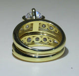 4ct Round Cut Diamond Engagement Ring 14k Yellow Gold Finish Bridal Set Promise