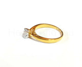0.3ct Round Moissanite 4 Prong Solitaire Engagement Ring 14k Yellow Gold Plated