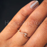 0.07ct Round Cut Moissanite Wave Dainty Engagement Ring 14K Rose Gold Plated