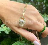 1ct Round Cut Moissanite Panther Paperclip Pendant Chain 14k Yellow Gold Plated