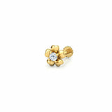 0.3ct Round Cut Diamond Floral Design Nose Pin Ring Piercing 14k YellowGold Over