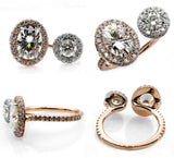 5Ct Oval Round Cut Diamond Unique Open Halo Engagement Ring 14K Rose Gold Finish