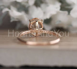 1.5ct Oval Cut Simulated Peach Morganite Milgrai Bridal Set 14k Rose Gold Plated