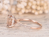 1.5ct Round Cut Morganite Engagement Ring Accents Solitaire 14k Rose Gold Finish