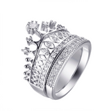 2.6ct Round Cut Diamond Engagement Ring 14k White Gold Finish Crown Bridal Set