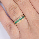 2.5ct Princess Cut Green Emerald Wedding Band Half Eternity 14k Yellow Gold Over