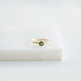 0.2ct Engagement Ring Round Cut Green Peridot Minimalist 14k Yellow Gold Finish