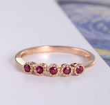 0.3ct Round Cut Simulated Pink Ruby Minimal Engagement Ring 14k Rose Gold Plated