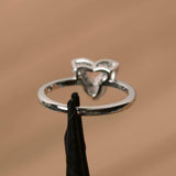 1ct Engagement Ring Trillion Cut Peach Morganite Halo Floral 14k White Gold Over