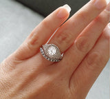 3Ct Round Cut Diamond Halo Vintage Bridal Engagement Ring 14K White Gold Finish