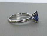 1ct Oval Cut Blue Sapphire Solitaire Promise Engagement Ring 14k White Gold Over