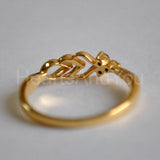 0.09ct Round Cut Moissanite Leaf Bud Women Engagement Ring 14K YellowGold Plated