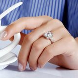 2Ct Emerald Cut Diamond Leaf Inspired Halo Engagement Ring 14K White Gold Finish