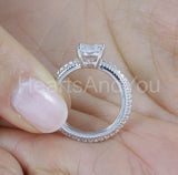 2.2ct Oval Simulated Diamond Pave Accents Engagement Ring 14k White Gold Plated