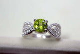 2.4ct Engagement Ring Round Cut Green Peridot Split Shank 14k White Gold Finish