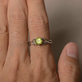 1.5ct Round Cut Green Peridot Engagement Ring 14k White Gold Finish Infinity