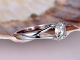 Split Shank Solitaire Engagement Ring 1ct Round Cut Diamond 14k WhiteGold Finish