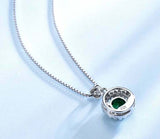 2ct Green Emerald Pendant Round Cut Diamond Halo 14k White Gold Finish NO CHAIN